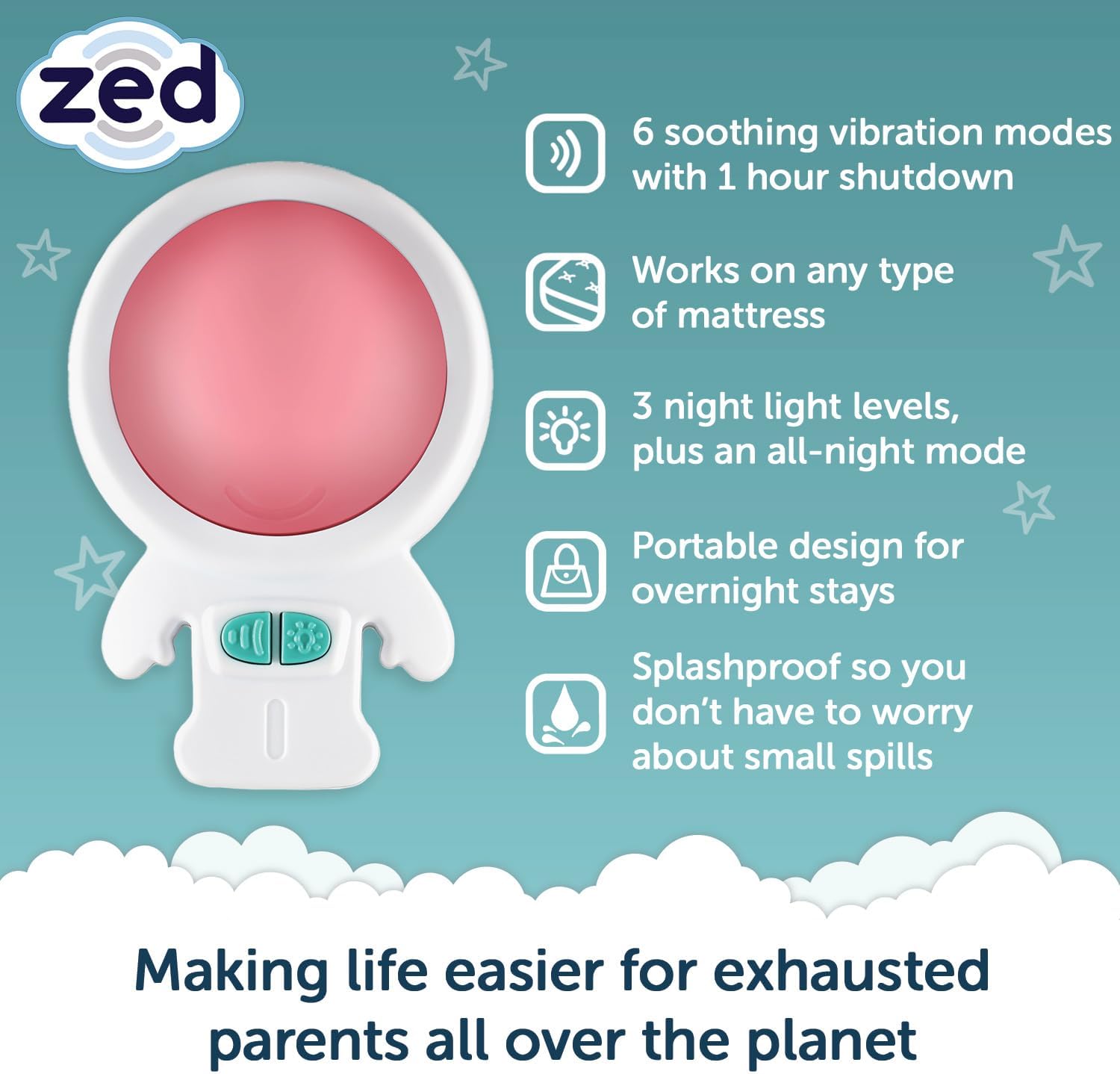 Zed Sleep Soother with Vibration & Night Light - Rockit Sleep Zed Sleep Soother with Vibration & Night Light - Rockit Sleep